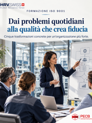 Team aziendale partecipa a una sessione sulla gestione dei processi e della qualità ISO 9001.